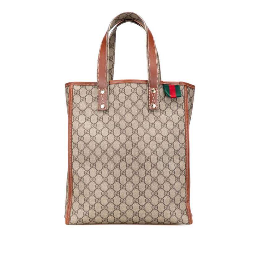 Gucci GG Supreme Web Tote Brown Canvas Good condition - Front View