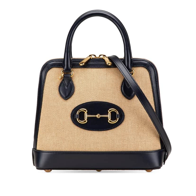 Gucci Small Canvas Horsebit 1955 Satchel Brown Canvas Good condition - Front View
