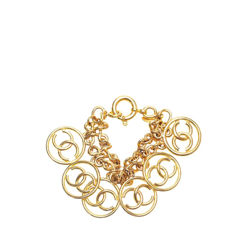 Chanel Gold Plated CC Clover Links Bracelet Gold Metal Good condition - Front View