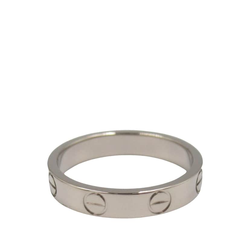Cartier 18K White Gold Small Love Ring Silver White Gold Good condition - Front View