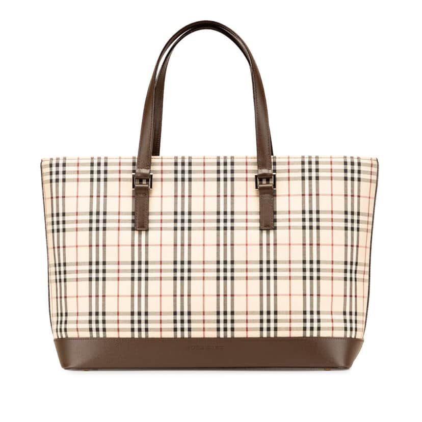 Burberry House Check Canvas Tote Brown Canvas Good condition - Front View