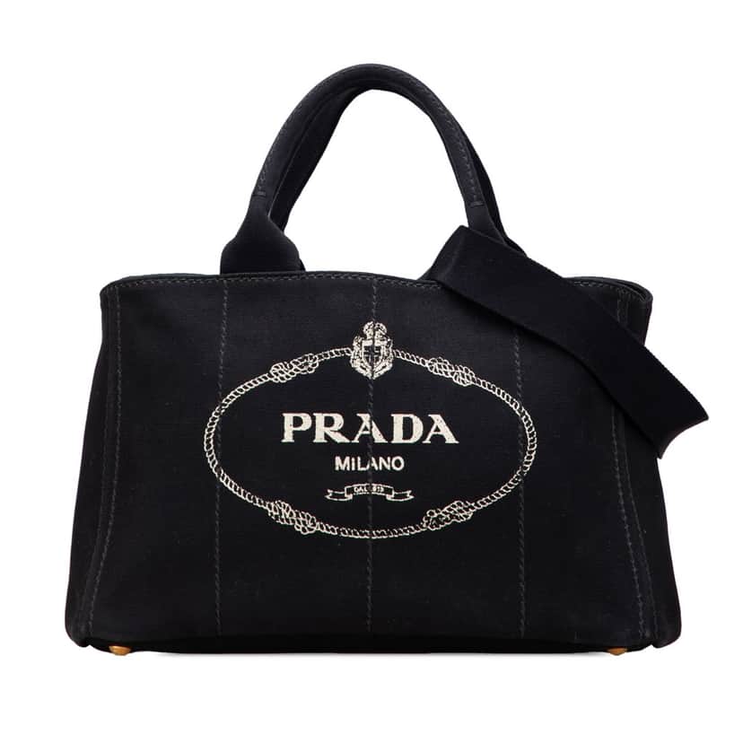 Prada Canvas Canapa Logo Tote Black Canvas Good condition - Front View