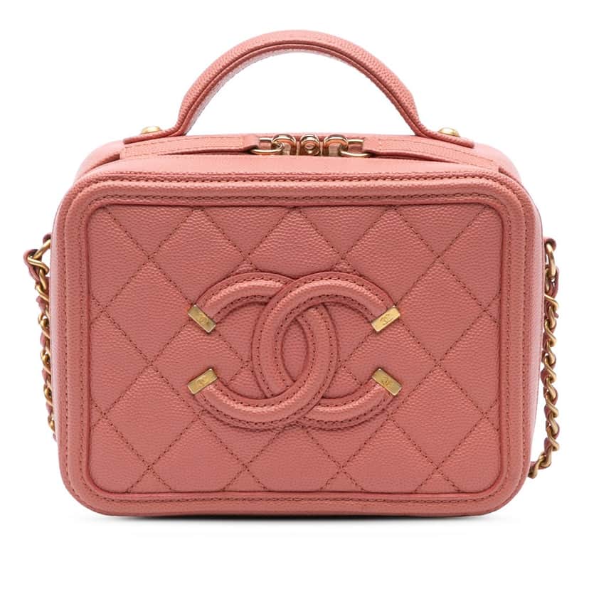 Chanel Small Caviar CC Filigree Vanity Bag Pink Leather Good condition - Front View