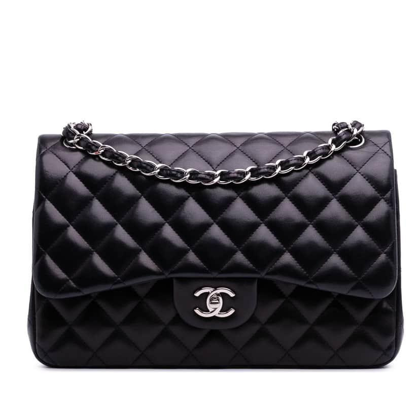 Chanel Jumbo Classic Lambskin Double Flap Blue Leather Good condition - Front View