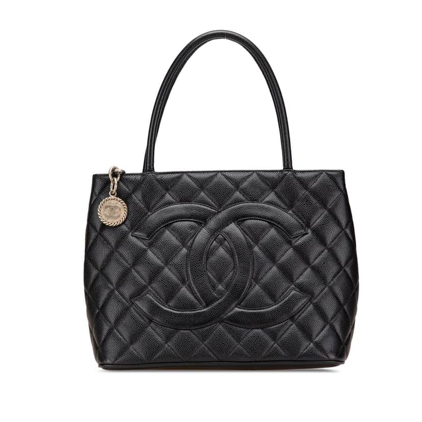 Chanel Caviar Medallion Tote Black Leather Good condition - Front View