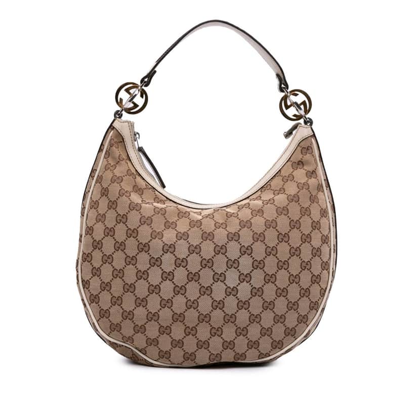Gucci GG Canvas Twins Hobo Brown Canvas Good condition - Front View