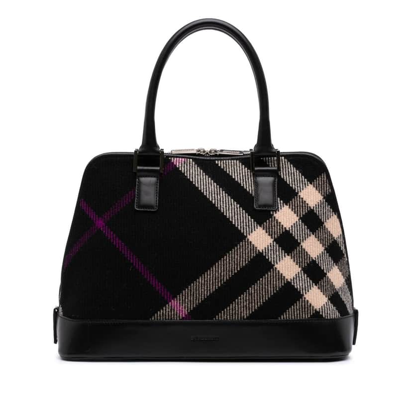 Burberry Supernova Check Wool Handbag Black Wool Good condition - Front View