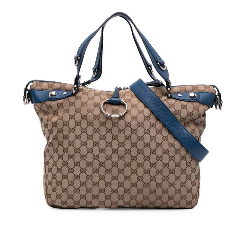 Gucci Large GG Canvas Icon Bit Satchel Brown Canvas Good condition - Front View