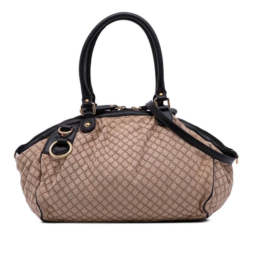 Gucci Diamante Canvas Sukey Satchel Brown Canvas Good condition - Front View