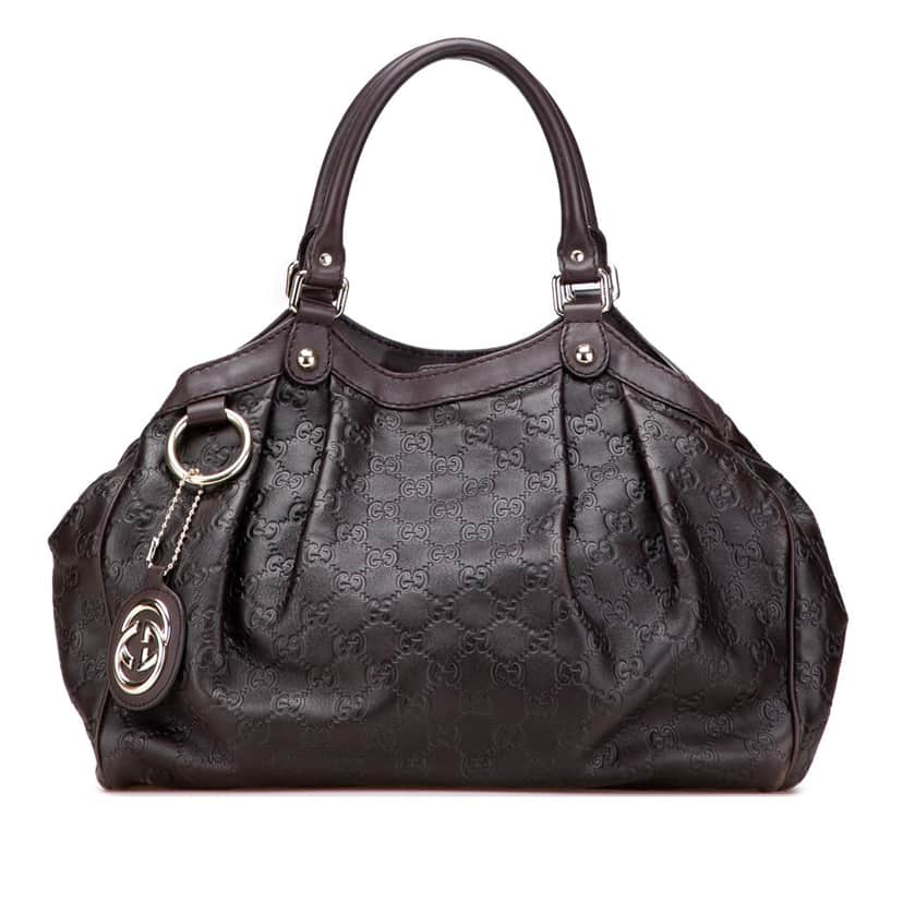 Gucci Medium Guccissima Sukey Tote Brown Leather Good condition - Front View
