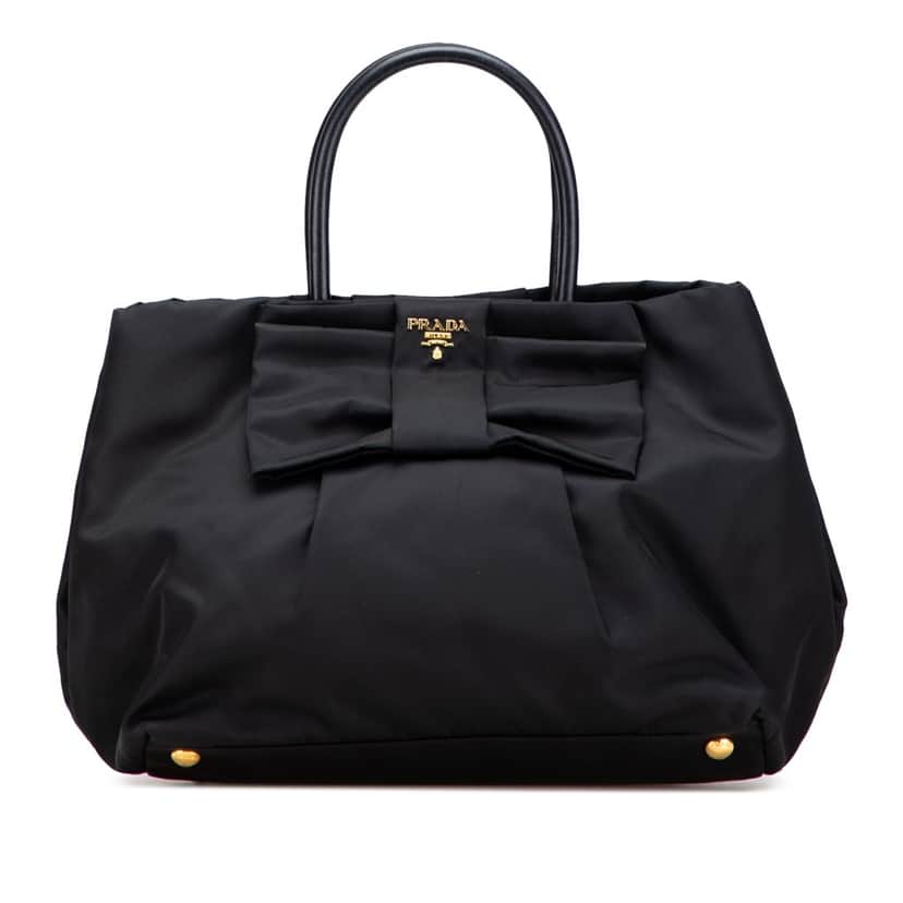 Prada Tessuto Fiocco Bow Tote Black Good condition - Front View
