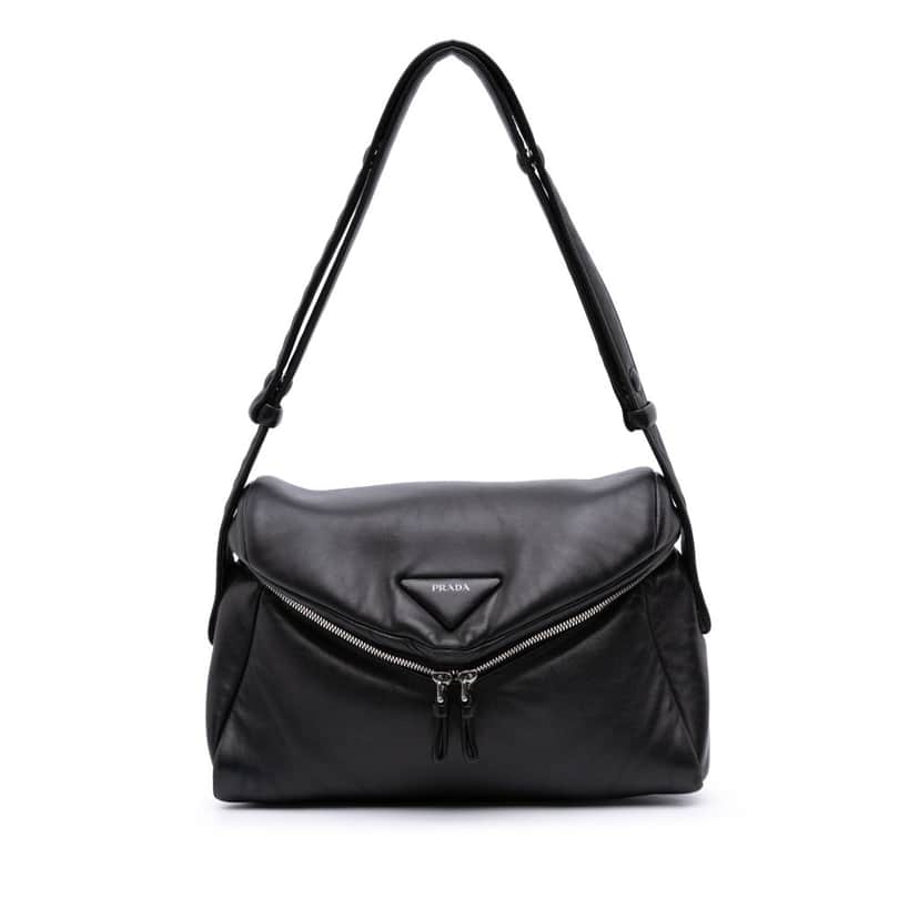 Prada Nappa Padded Signaux Bag Black Leather Good condition - Front View