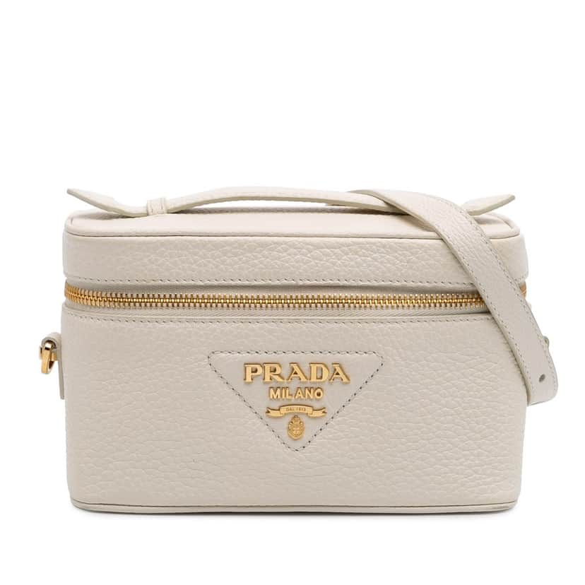 Prada Mini Vitello Daino Vanity Bag White Leather Good condition - Front View