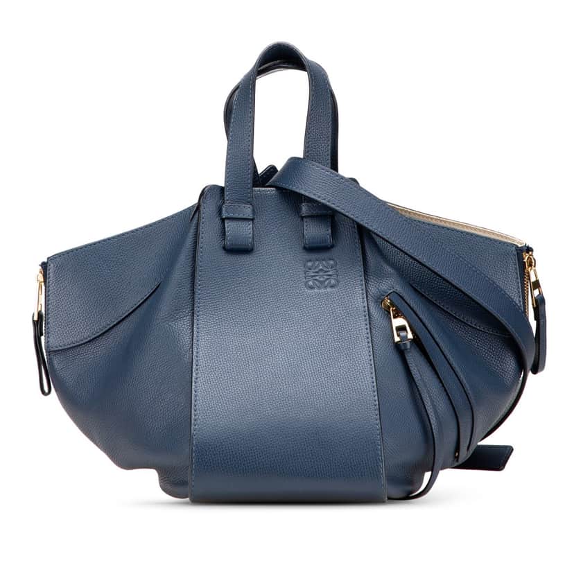 Loewe Small Leather Hammock Satchel Blue Leather Good condition - Front View