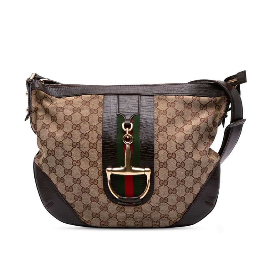 Gucci GG Canvas Hasler Web Crossbody Brown Canvas Good condition - Front View