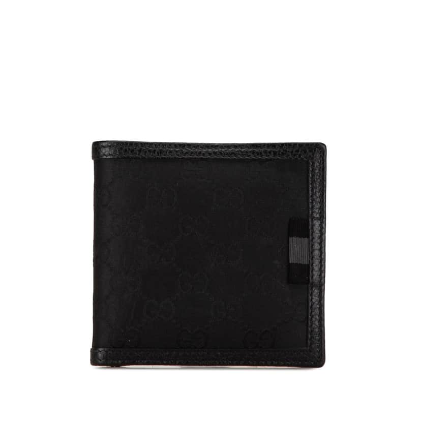 Gucci GG Canvas Web Bifold Wallet Black Canvas Good condition - Front View