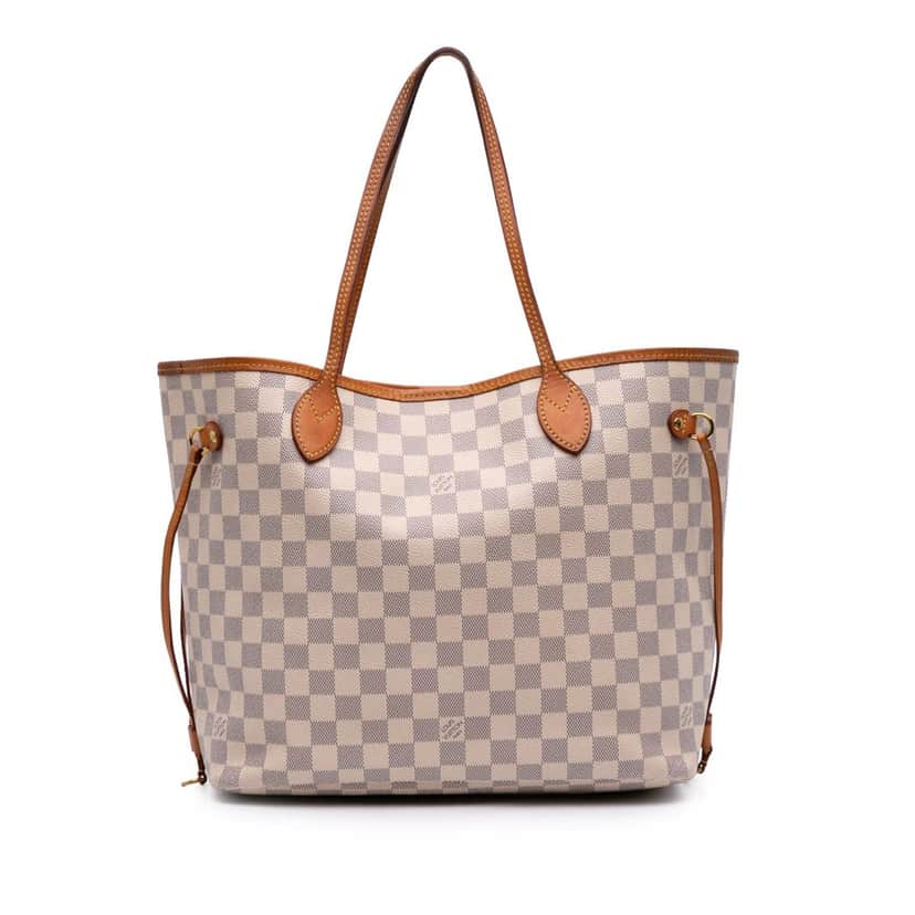 Louis Vuitton Damier Azur Neverfull MM White Canvas Good condition - Front View