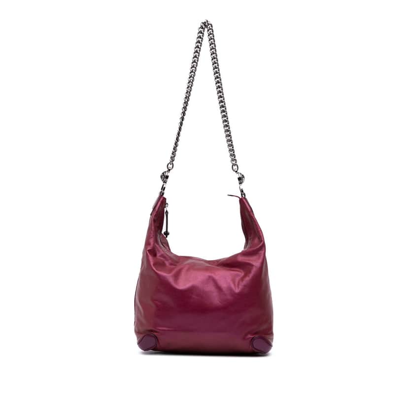 Gucci Medium Metallic Leather Galaxy Chain Shoulder Bag Purple Leather Good condition - Front View