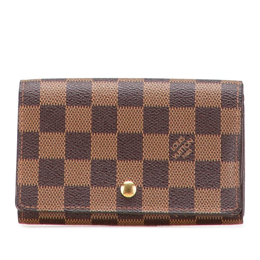 Louis Vuitton Damier Ebene Porte Monnaie Tresor Wallet Brown Canvas Good condition - Front View