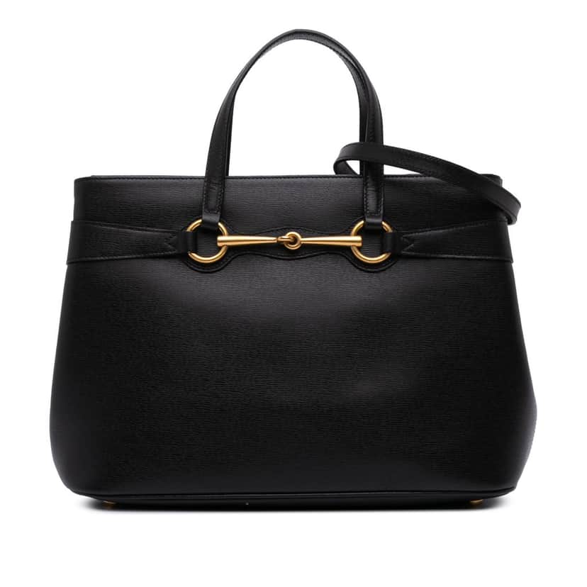 Gucci Medium Leather Bright Bit Satchel Black Leather Good condition - Front View