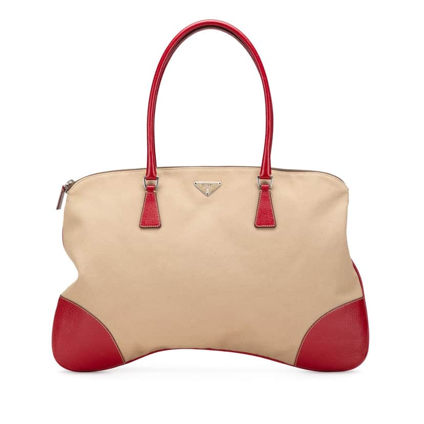Prada Cinghiale Trimmed Canvas Canapa Tote Brown Canvas Good condition - Front View