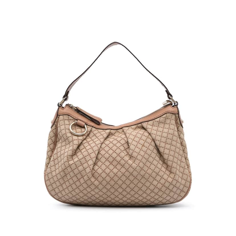 Gucci Diamante Canvas Sukey Shoulder Bag Brown Canvas Good condition - Front View