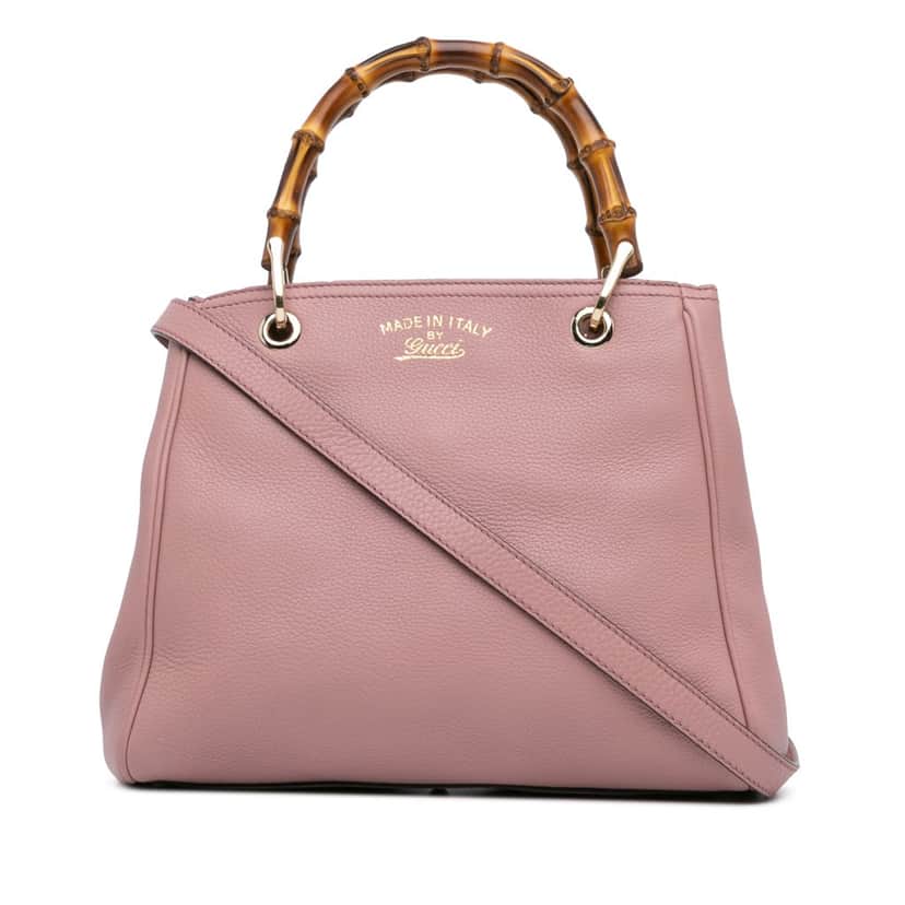 Gucci Small Calfskin Bamboo Shopper Satchel Pink Leather Good condition - Front View