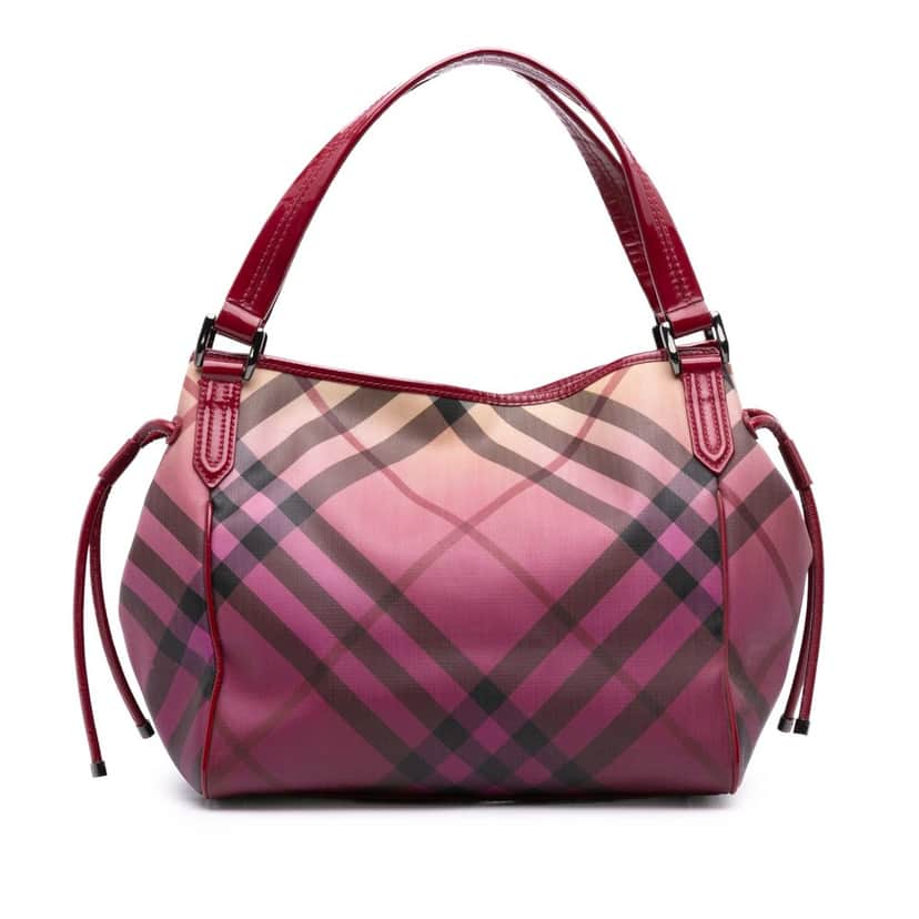 Burberry Supernova Check Coated Canvas Bilmore Tote Pink Canvas Good condition - Front View