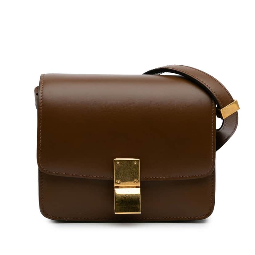 Celine Small Calfskin Classic Box Brown Leather Good condition - Front View
