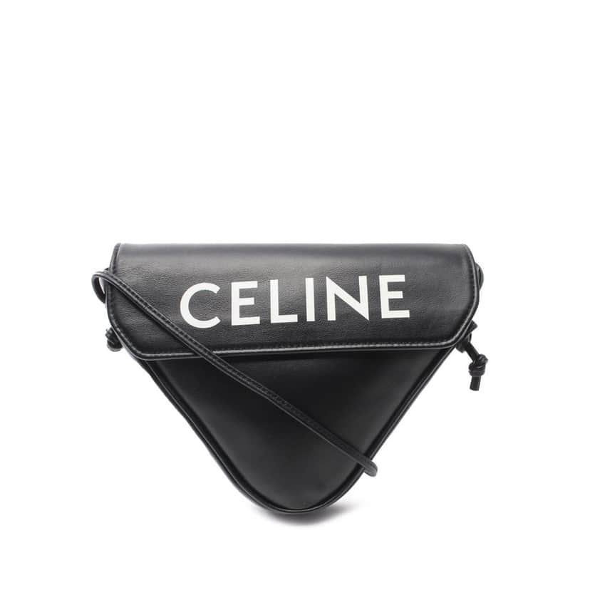 Celine Smooth Calfskin Logo Triangle Crossbody Black Leather Good condition - Front View