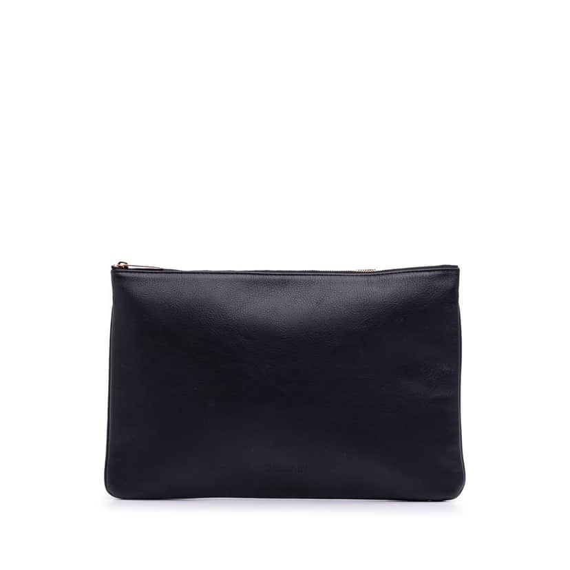 Balmain Leather Logo Clutch Black Leather Good condition - Front View