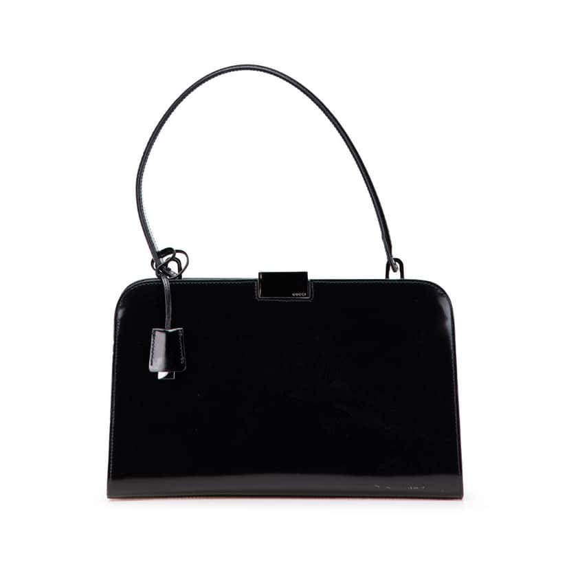 Gucci Patent Frame Handbag Black Leather Good condition - Front View