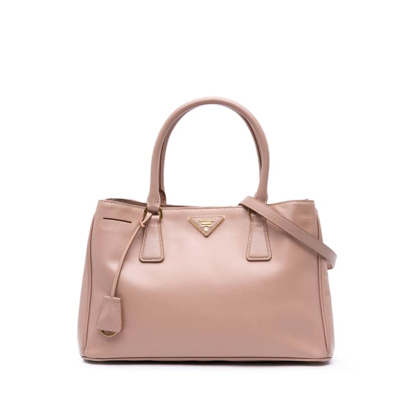 Prada Medium Saffiano Lux Galleria Satchel Brown Leather Good condition - Front View