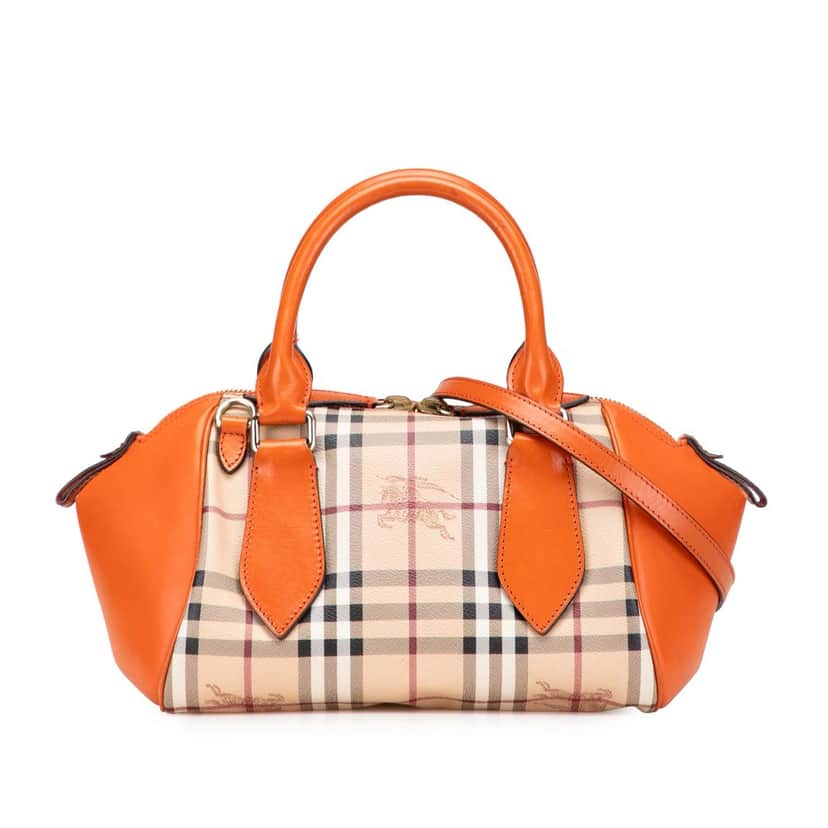 Burberry Small Haymarket Check Coated Canvas Blaze Satchel Brown Canvas Good condition - Front View
