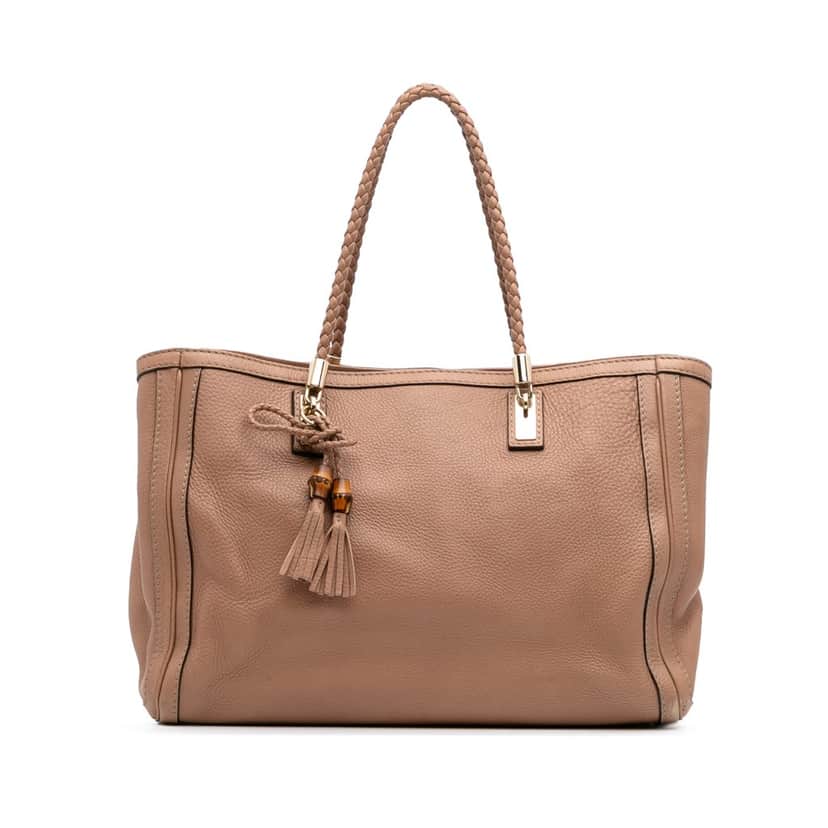 Gucci Large Leather Bella Tote Brown Leather Good condition - Front View