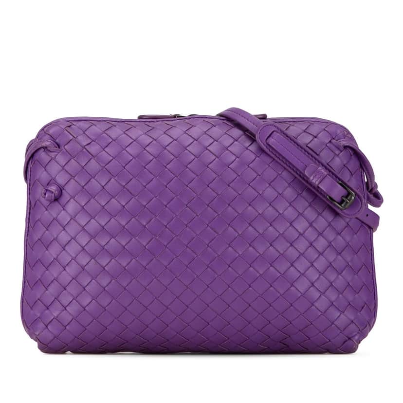 Bottega Veneta Medium Nappa Intrecciato Nodini Crossbody Purple Leather Good condition - Front View