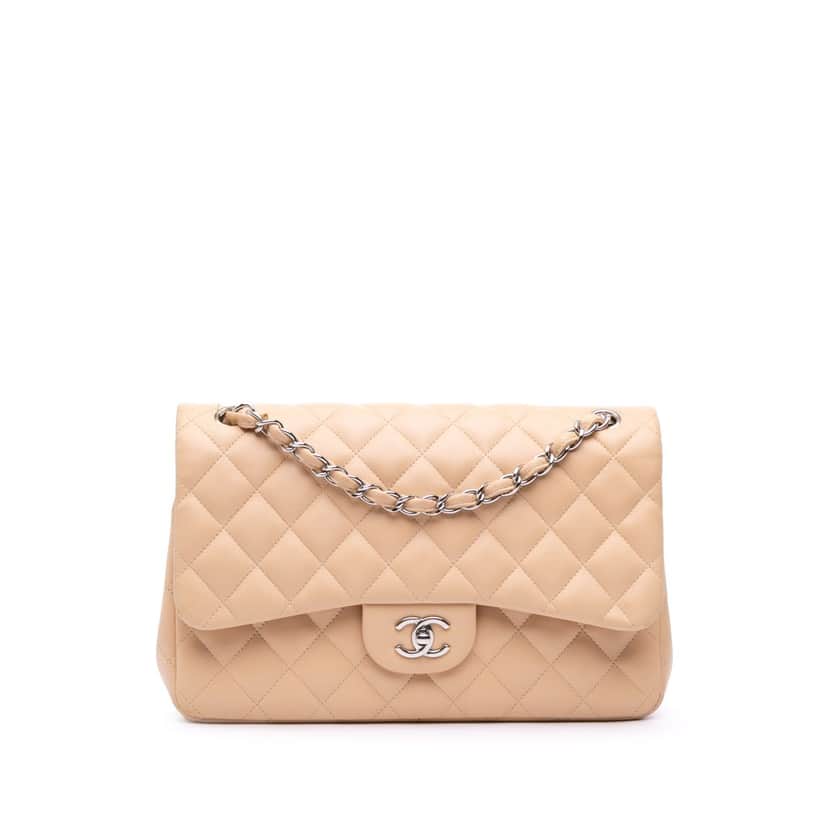 Chanel Jumbo Classic Lambskin Double Flap Brown Leather Good condition - Front View