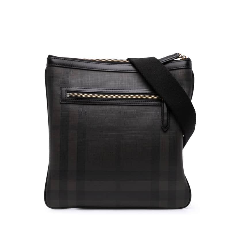 Burberry Smoke Check Coated Canvas Crossbody Grey Canvas Good condition - Front View