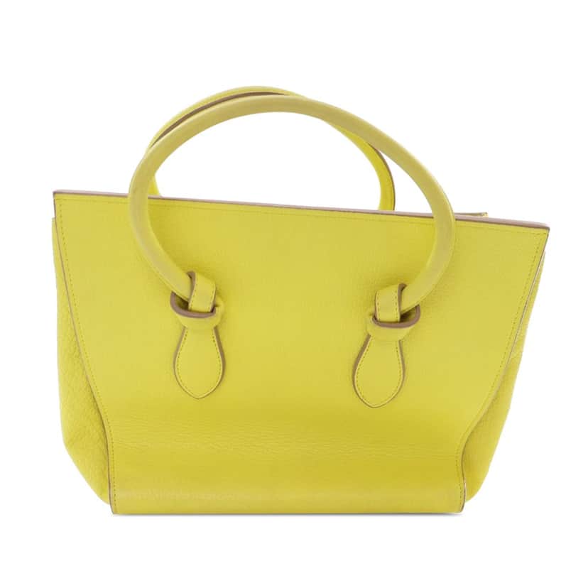 Celine Mini Grained Calfskin Tie Knot Tote Yellow Leather Good condition - Front View