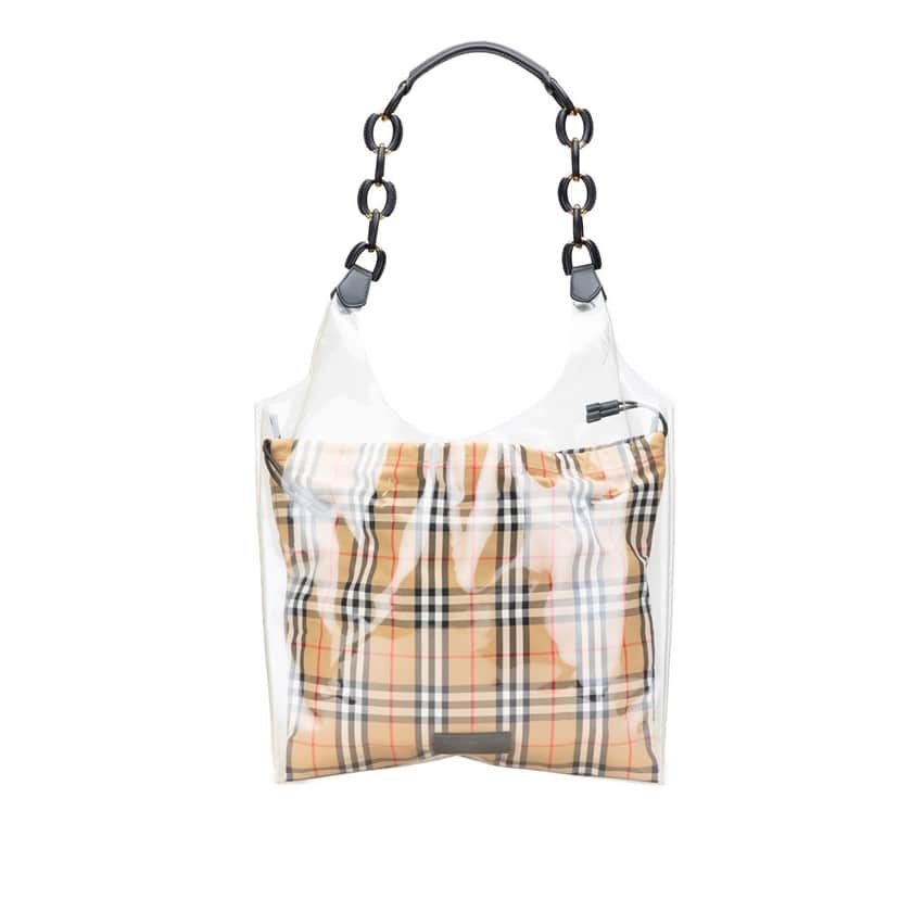Burberry PVC and House Check Canvas Shopper Tote Brown Canvas Good condition - Front View