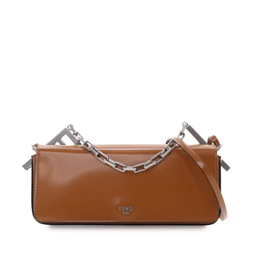 Fendi Patent First Sight Chain Satchel Brown Leather Good condition - Front View