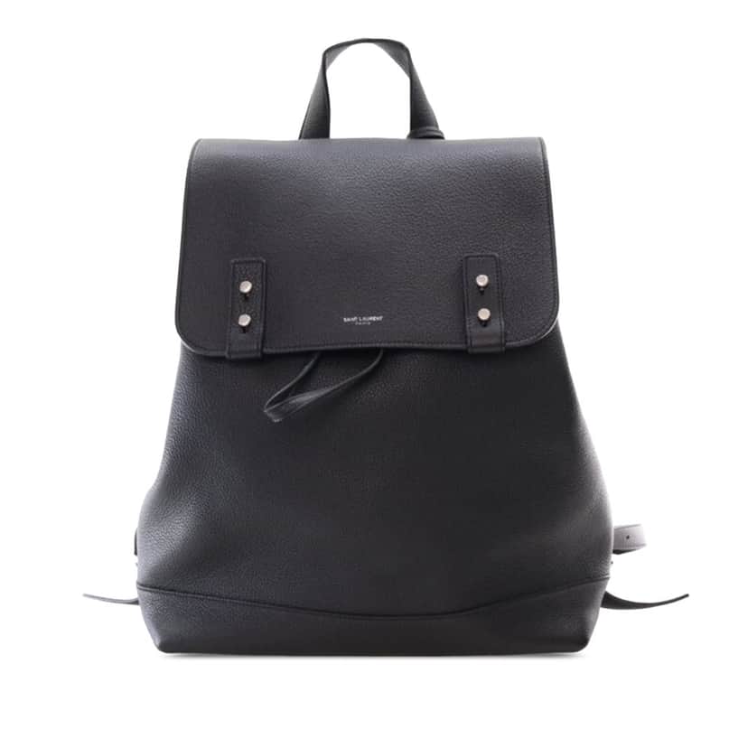 Saint Laurent Grained Calfskin Sac De Jour Backpack Black Leather Good condition - Front View
