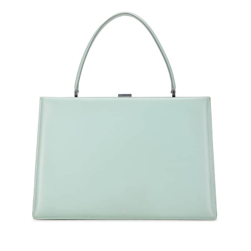 Celine Clasp Leather Tote Green Leather Good condition - Front View