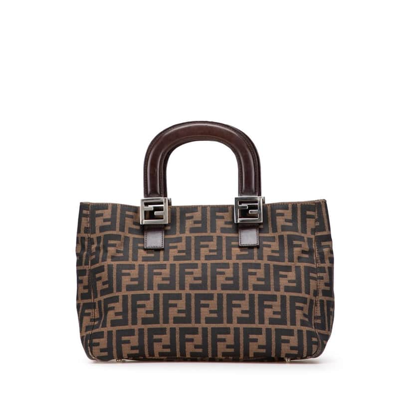 Fendi Small Zucca Canvas Twins Tote Brown Canvas Good condition - Front View