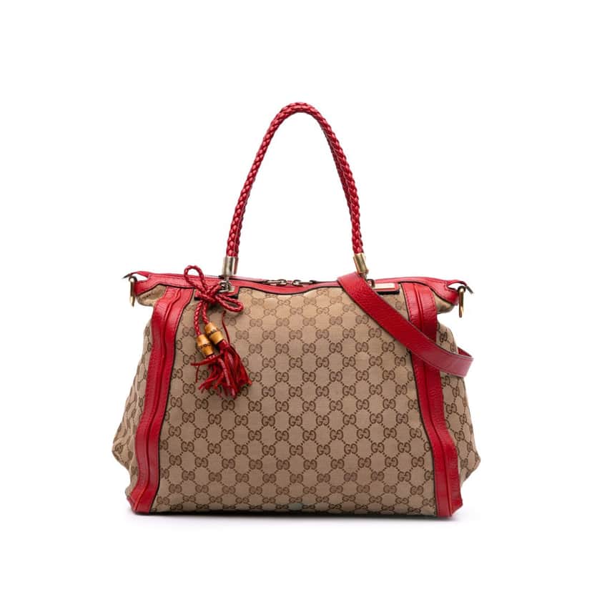 Gucci Large GG Canvas Bella Satchel Brown Canvas Good condition - Front View
