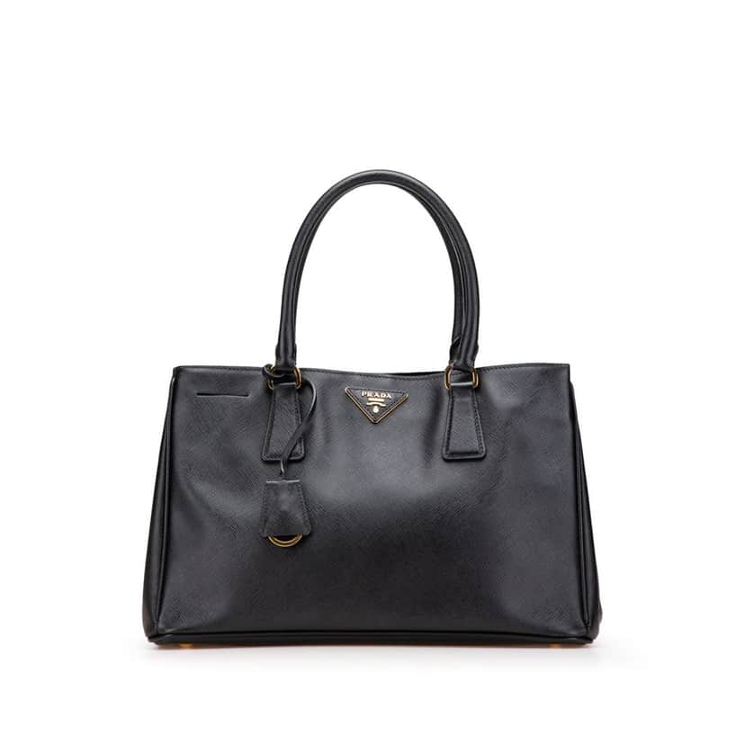 Prada Small Saffiano Lux Galleria Tote Black Leather Good condition - Front View