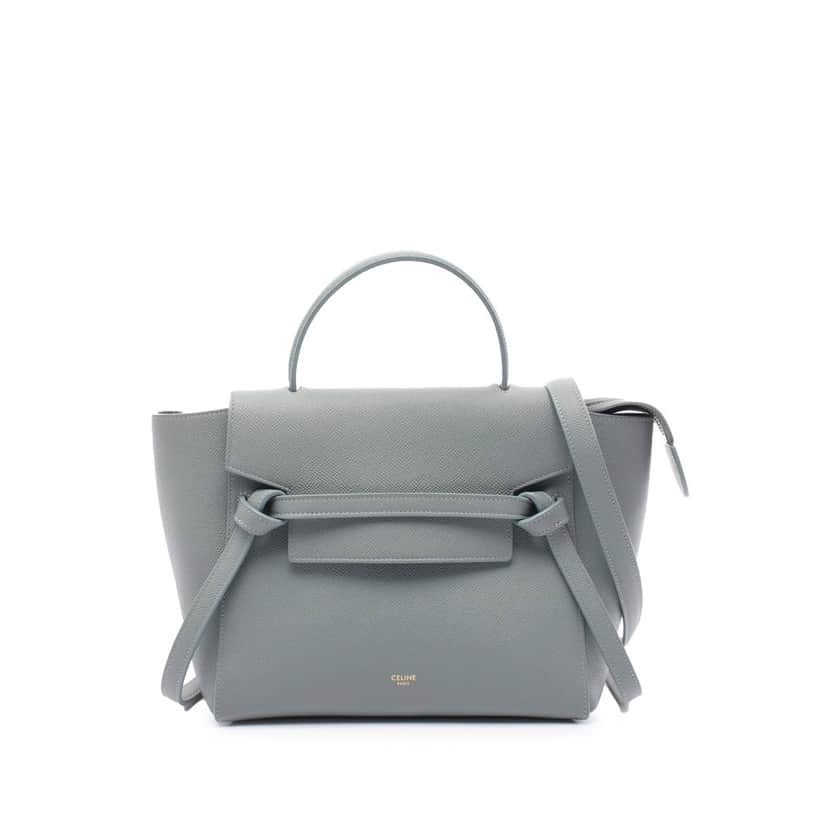 Celine Micro Grained Calfskin Belt Bag Blue Leather Good condition - Front View