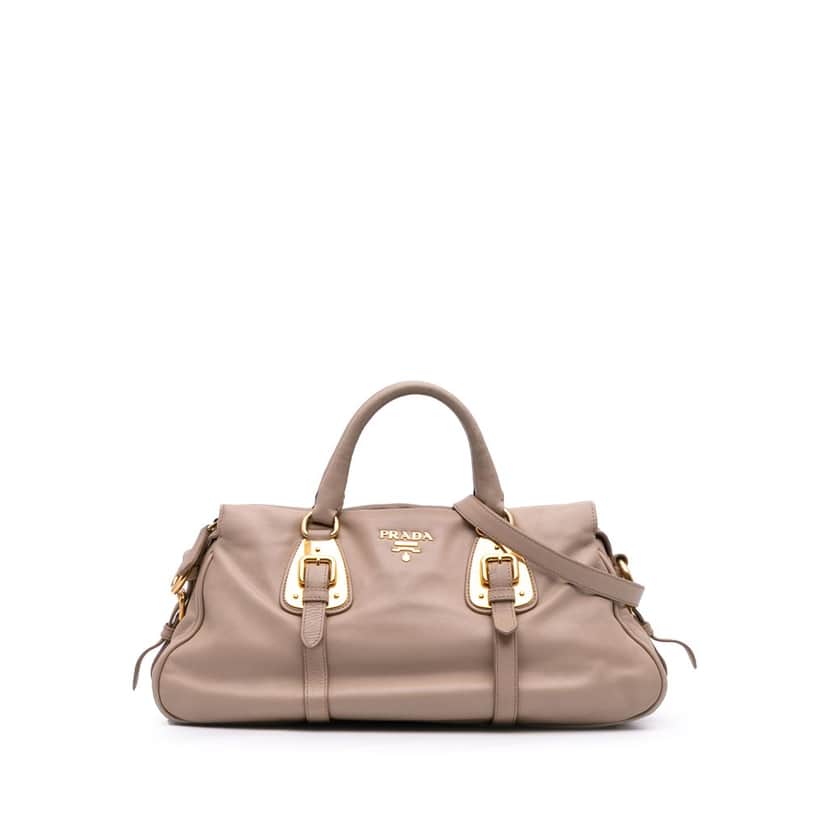 Prada Soft Calfskin Shopping Satchel Brown Leather Good condition - Front View