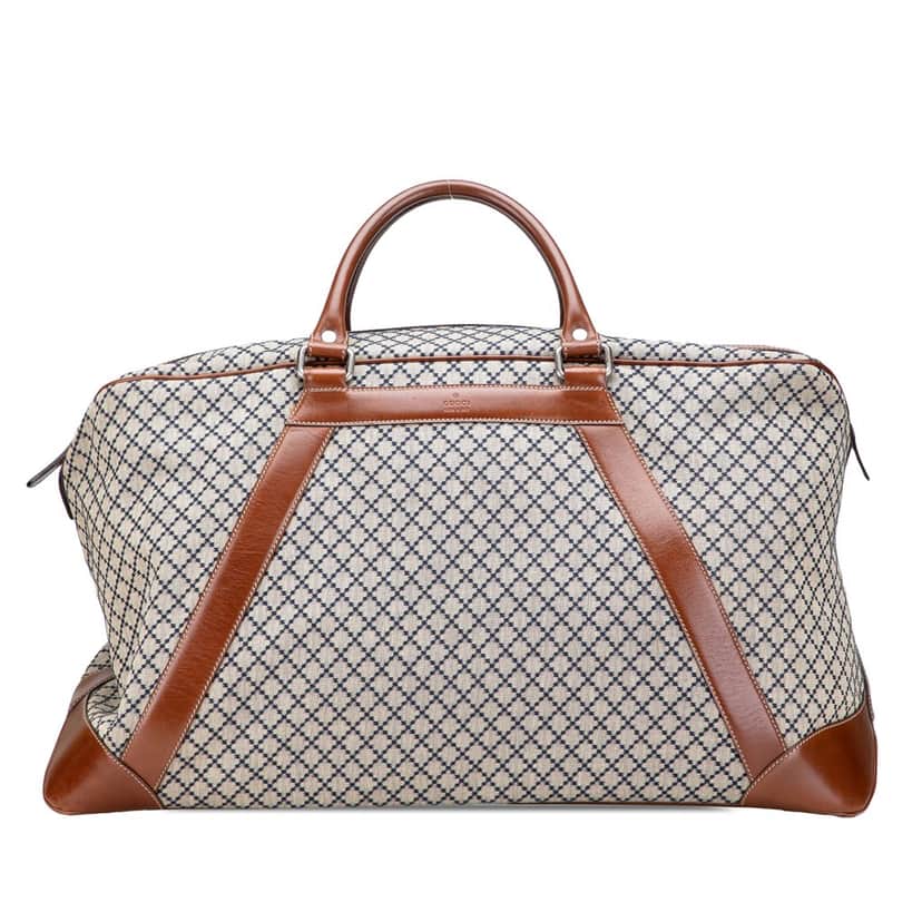 Gucci Diamante Canvas Travel Bag Brown Canvas Good condition - Front View