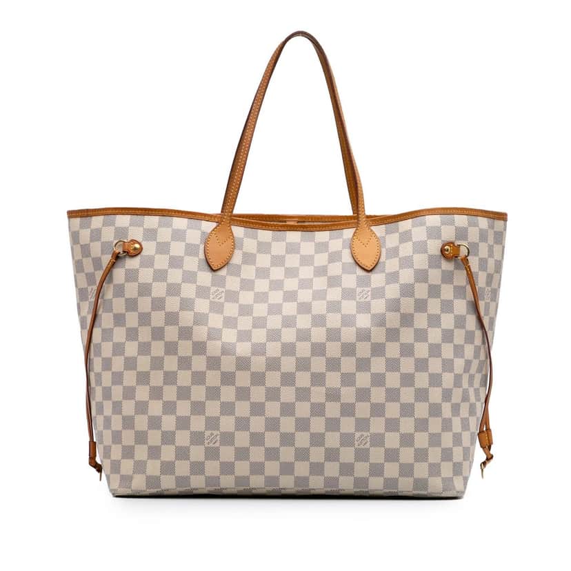 Louis Vuitton Damier Azur Neverfull GM White Canvas Good condition - Front View